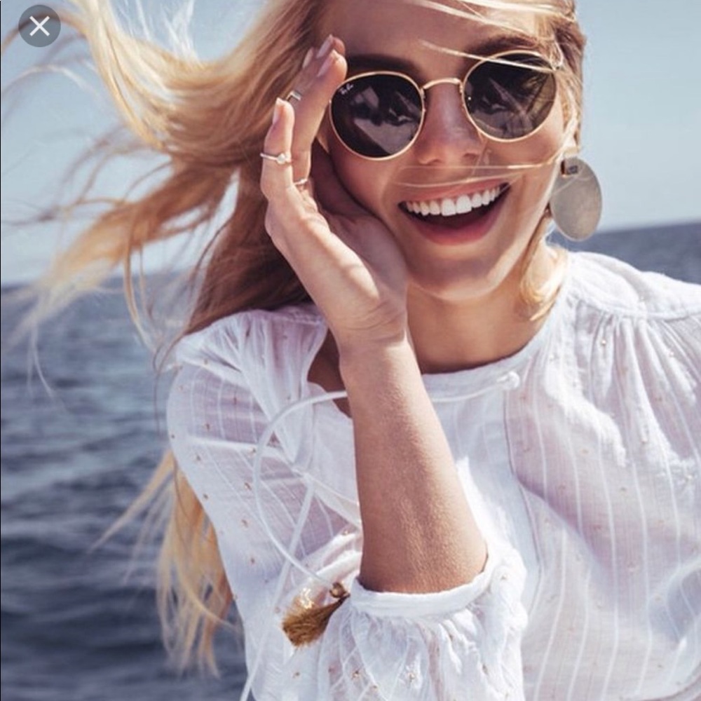 Round Metal Raybans!Gold Frame w Black Circle Lens